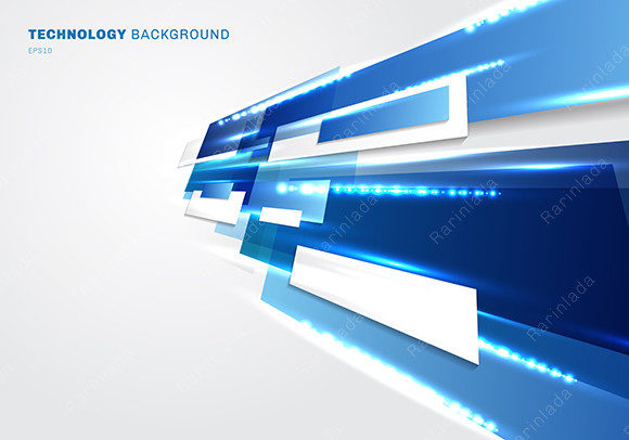3D Blue and White Rectangles Lighting