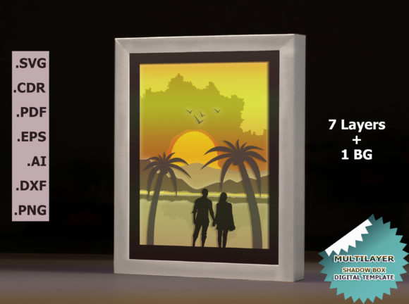 3d Couple Landscape Shadow Box Template: A Comprehensive Guide to Layered Paper Art