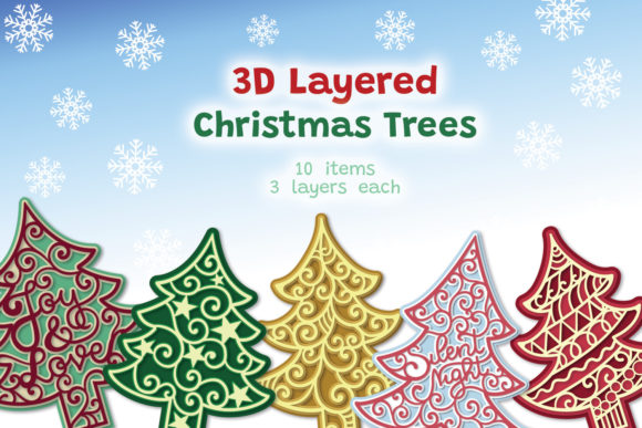 3D Layered Christmas Trees - 10 Layered