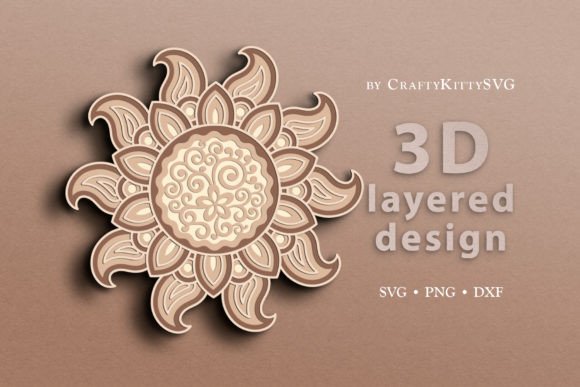 3D Layered Floral Sun SVG Cut File