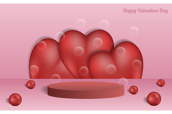 Background 3D Love Heart with Podium