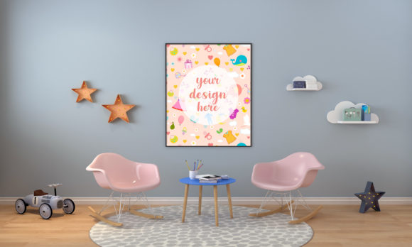 Elevate Your Brand with a 3D Kids Room or Nursery Empty Frame Mockup