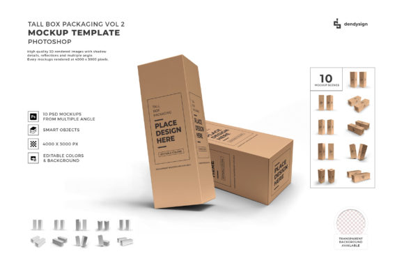 Tall Box Packaging 3D Mockup Bundle 2
